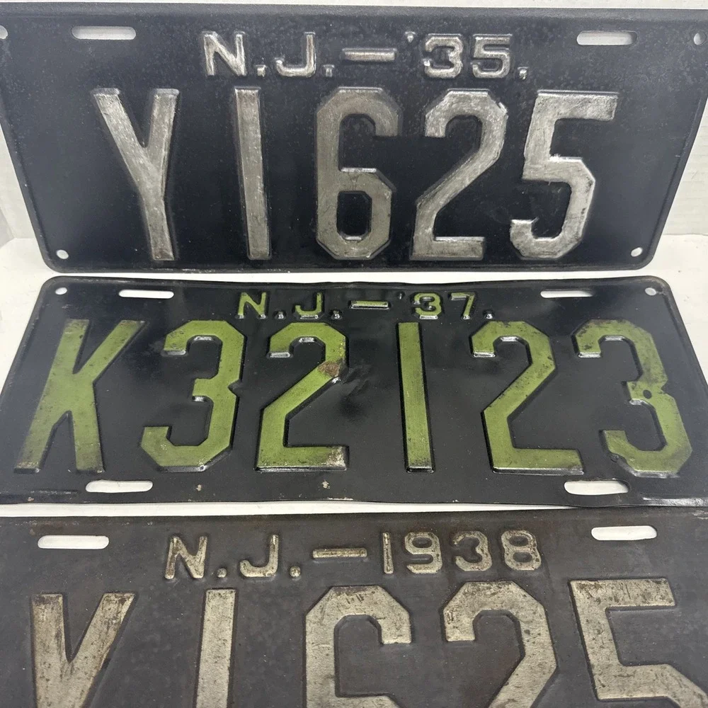 Vintage 1935, '37 & 1938 New Jersey License Plates